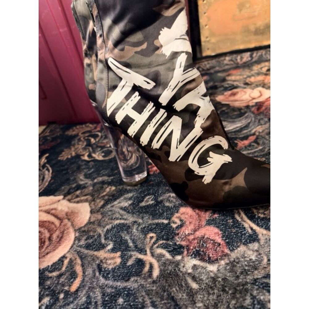 ALDO Do Ya Thing Camo Clear Heel Booties Sz 6